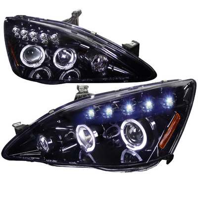2003-07 Honda Accord Smoked Lens Gloss Black Housing Projector Headlights