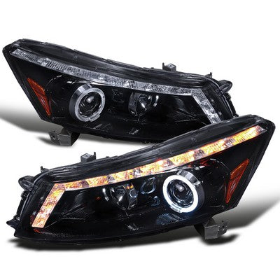 2008-12 Honda Accord Smoked Lens Gloss Black Housing Projector Headlights Sedan Model
