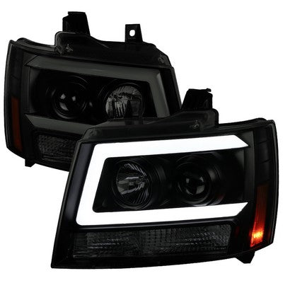 2007-13 Chevrolet Avalance C Bar Projector Headlight Black Housing Smoke Lens