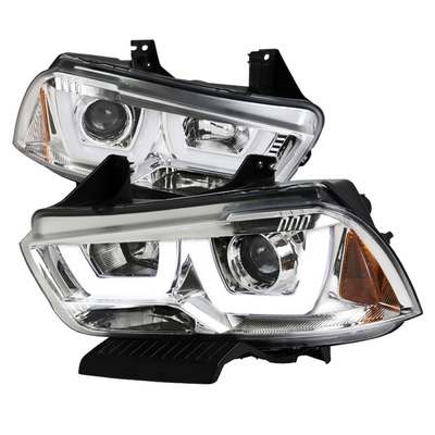 2011-14 Dodge Charger Dual Halo LED Chrome Projector Headlights