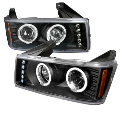 2004-12 Chevy Colorado/GMC Canyon Dual Halo LED Projector Headlights, Black