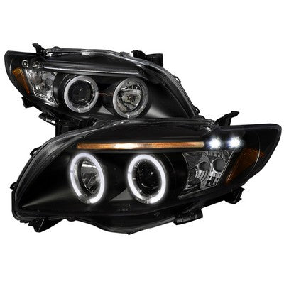 2009-10 Toyota Corolla Dual Halo Projector Headlights w/ LED, Black