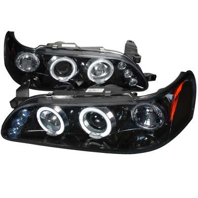 1993-97 Toyota Corolla Halo Projector Headlight Gloss Black Housing Smoke Lens