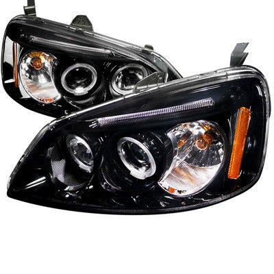 2001-03 Civic Smoked Lens Gloss Black Housing Projector Headlights