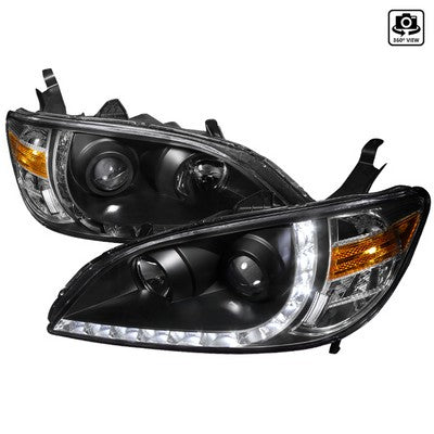 2004-05 Civic R8 Style Projector Headlight Black Housing