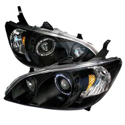 2004-05 Honda Civic Halo Projector Headlights Black