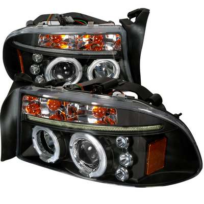 1997-04 Dodge Dakota Dual Halo LED Projector Headlights, Black