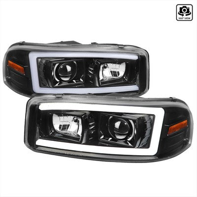 2000-06 GMC Yukon Denali Projector Headlights With Gloss Black Housing Clear Lens And Amber Reflector