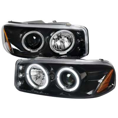1999-06 Sierra, 00-06 Yukon halo LED projector headlights, black V2