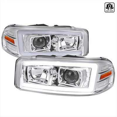 2000-06 GMC Yukon Denali Projector Headlights With Chrome Housing Clear Lens And Amber Reflector