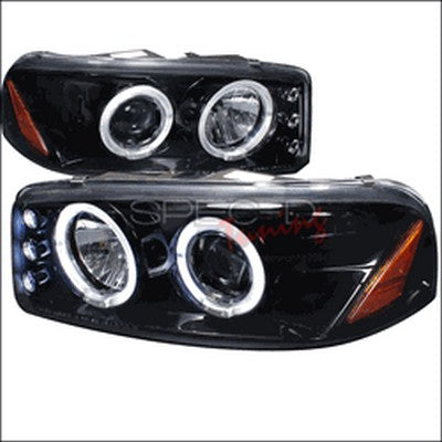 1999-06 Sierra, 00-06 Yukon halo LED projector headlights, glossy black