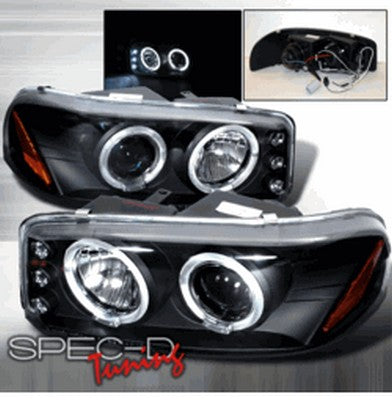 1999-06 Sierra, 00-06 Yukon halo LED projector headlights, black