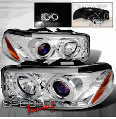1999-06 Sierra, 00-06 Yukon halo LED projector headlights, chrome