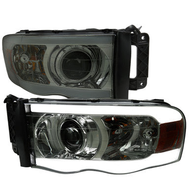 2002-05 Dodge Ram Projector Headlights With Led Bar - Dual Beam - H7 Bulb