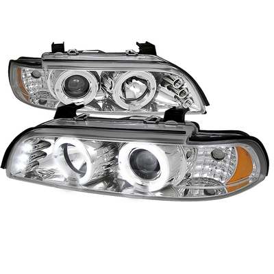 1996-03 Bmw 5-Series Halo Projector Headlight Black Housing Smoke Lens