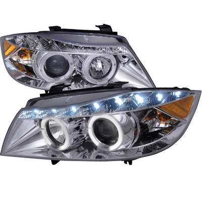 2006-08 Bmw E90 R8 Style Projector Headlight Chrome Housing Clear Lens