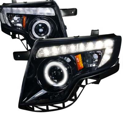 2007-10 Ford Edge Smoked Lens Gloss Black Housing Projector Headlights