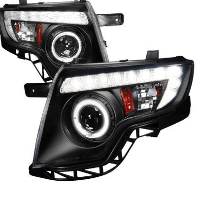 2007-10 Ford Edge Halo LED Black Projector Headlights