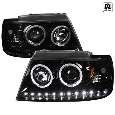 2002-05 Ford Explorer Projector Headlights Full Glossy Blackhousing Smoke Lens