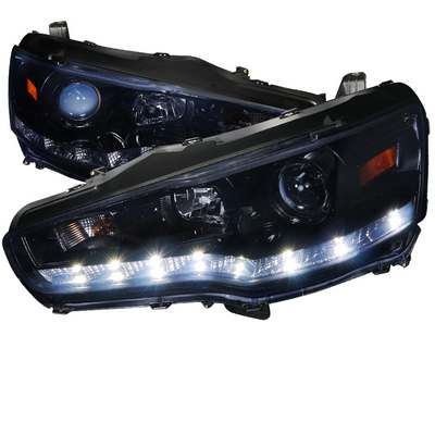 2008-12 Mitsubishi Lancer Projector Headlight Glossy Black Housing