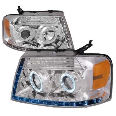 2004-08 F150 Dual Halo R8 Style Projector Headlights, Chrome