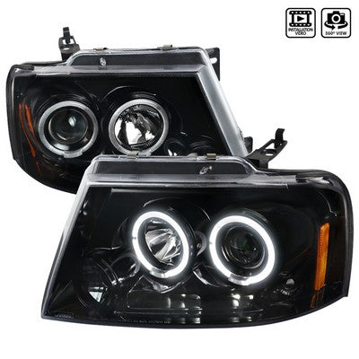 2004-08 F150 Projector Headlights- Glossy Black- Not Fit 04 Heritage Model