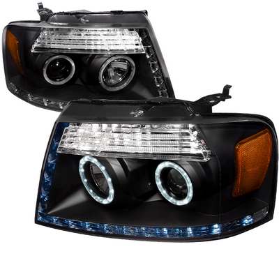 2004-08 F150 R8 Style Dual Halo Projector Headlights, Black