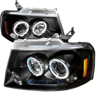 2004-08 F150 Dual Halo LED Projector Headlights, Black