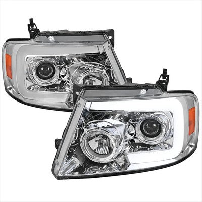 2004-08 F150 Projector Headlights- Chrome Housing With Clear Lens