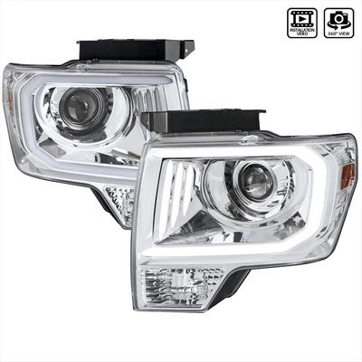 2009-14 F150 Projector Headlight - Chrome Housing - Clear Lens