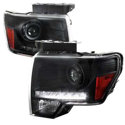 2009-14 F150 Black Projector Headlights With Led