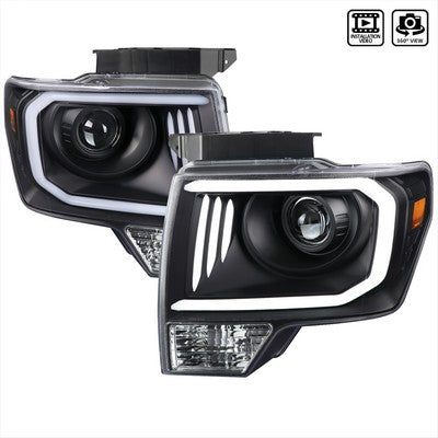 2009-14 F150 Projector Headlight - Matte Black Housing - Clear Lens