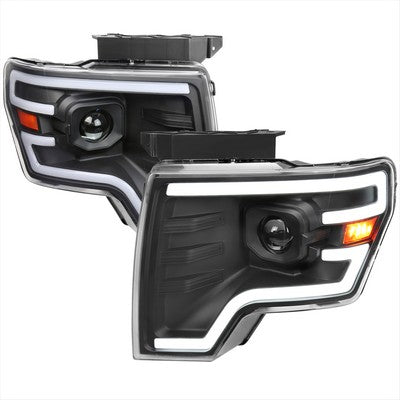 2009-14 Ford F150 Projector Headlights Matte Black Housing And Clear Lens With Switchback Led Sequential Turn Signal Breathing Light Effect