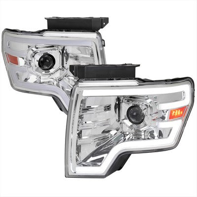 2009-14 Ford F150 Projector Headlights Chrome Housing And Clear Lens With Switchback Led Sequential Turn Signal Breathing Light Effect