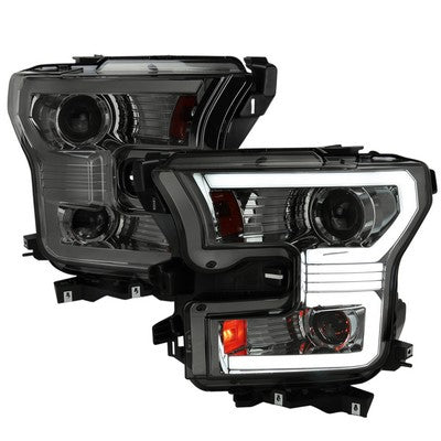 2015-17 F150 Led Projector Headlights With Sequential Turn Signal - Smoked Lens