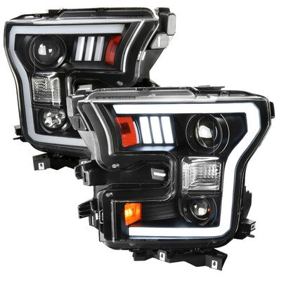 2015-17 F150 Led Projector Headlights - Clear Lens With Matte Black Housing