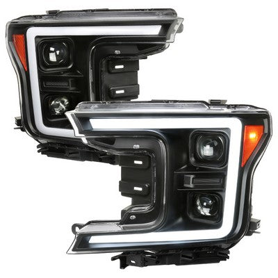 2018-20 F150 Led Projector Headlights With Sequential Turn Signal - Clear Lens With Matte Black Housing
