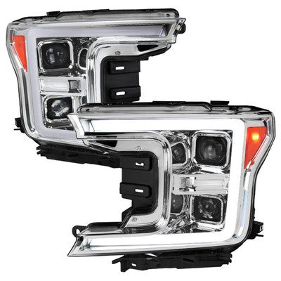 2018-20 F150 Led Projector Headlights With Sequential Turn Signal - Clear Lens With Chrome Housing