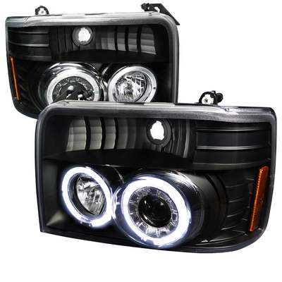 1992-96 F150 Ver2 Dual Halo Projector Headlights, Black