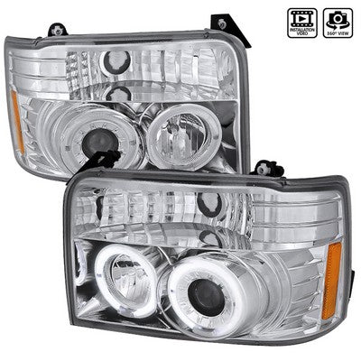 1992-96 F150 Dual Halo Projector Headlights, Chrome