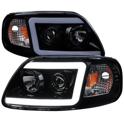 1997-03 F150 Projector Headlight - Matte Black Housing - Smoke Lens With Amber Reflectors