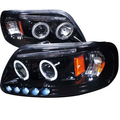 1997-03 F150 Halo Projector Headlight Gloss Black Housing Smoke Lens