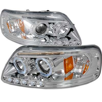 1997-03 F150 Dual Halo LED Projector Headlights w/Amber Reflectors, Chrome