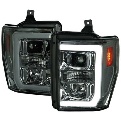 2008-10 Ford Superduty F350 F450 Projector Headlights- Chrome Housing With Smoked Lens