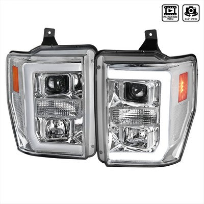 2008-10 Ford Superduty F350 F450 Projector Headlights- Chrome Housing With Clear Lens
