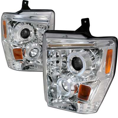 2008-09 Superduty Dual Halo LED Projector Headlights, Chrome