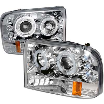 1999-04 F250/350 Dual Halo LED Projector Headlights w/Amber Reflectors