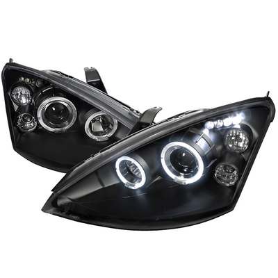2000-04 Ford Focus Dual Halo LED Projector Headlights, Black