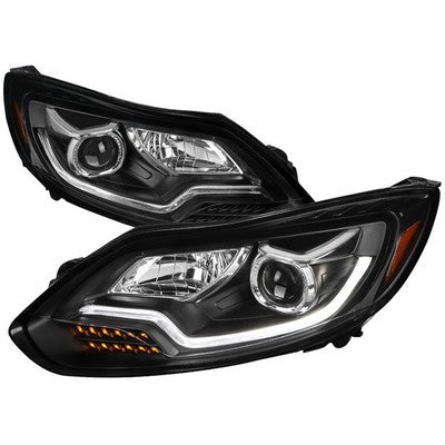2012-14 Ford Focus Projector Headlights Black Housing Clear Lens