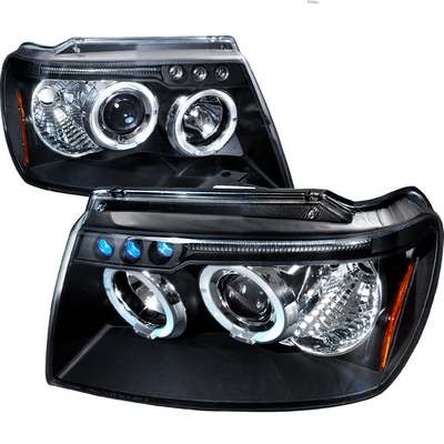 1999-04 Jeep Grand Cherokee Dual Halo LED Projector Headlights w/Amber Reflectors